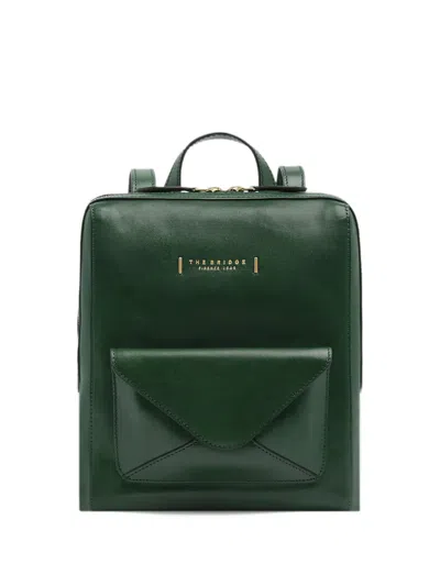 The Bridge Envelope-pocket Leather Backpack In Blue