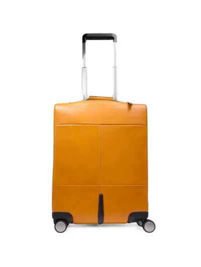 The Bridge Four-wheel Leather Luggage In Orange