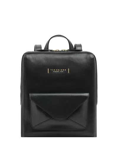 The Bridge Frida Envelope-pocket Leather Backpack In Black