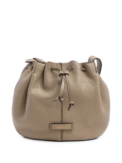 The Bridge Grained Leather Bucket Bag In Purple