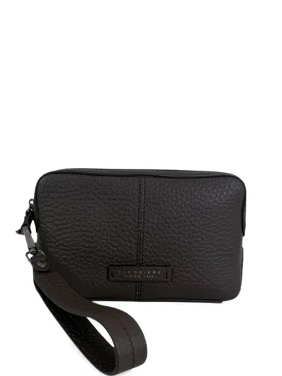 The Bridge Grained Leather Clutch Bag In Black
