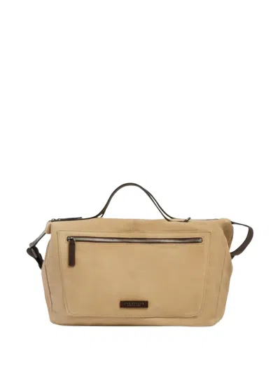 The Bridge Igor Leather-trim Canvas Duffle Bag In Neutral