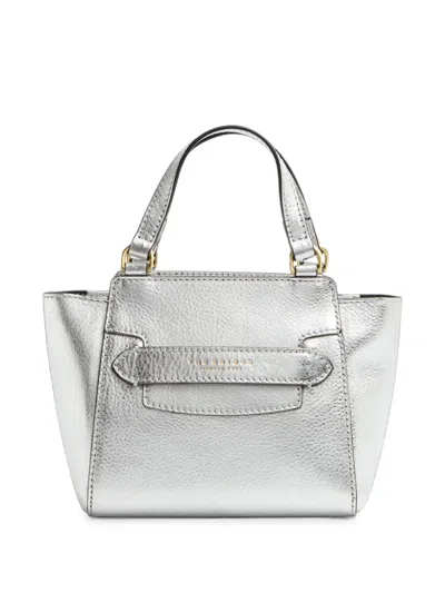 The Bridge Laminated Leather Bucket Bag In Silver