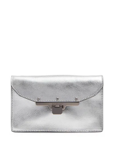 The Bridge Laminated-leather Crossbody Bag In Gray