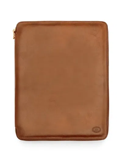 The Bridge Large Leather Zip-around Notepad Holder In Brown