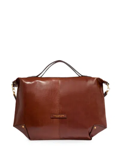 The Bridge Large Unica Zip-fastening Leather Tote Bag In Brown