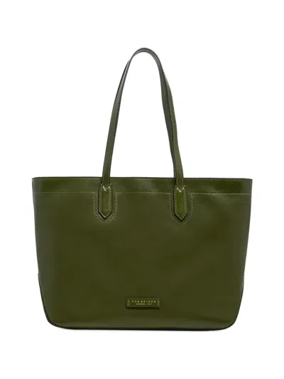 The Bridge Larissa Logo-plaque Leather Tote Bag In Green
