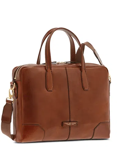 The Bridge Leather Briefcase In Purple