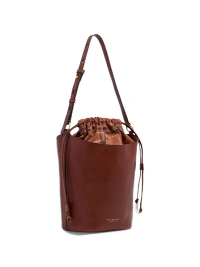 The Bridge Leather Bucket Bag In White