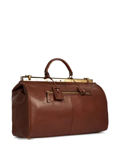 The Bridge Leather Frame Holdall In Brown