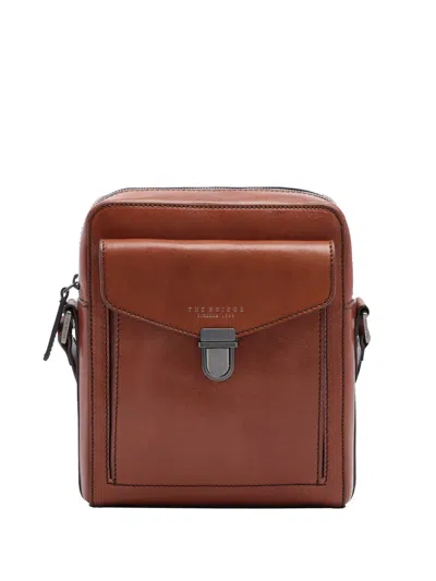 The Bridge Leather Front-pocket Messenger Bag In Brown