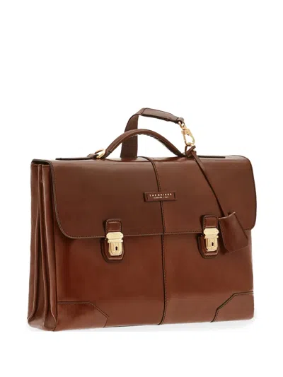 The Bridge Leather Push-lock Briefcase In Brown