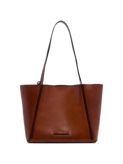 The Bridge Leather Removable-pouch Tote Bag In Brown