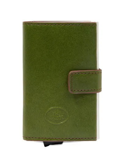 The Bridge Leather Rfid-protection Card Holder In Green