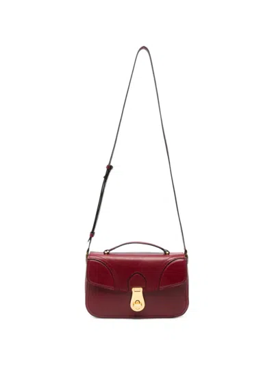 The Bridge Schultertasche Aus Leder In Burgundy