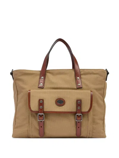 The Bridge Leather-trimmed Canvas Laptop Bag