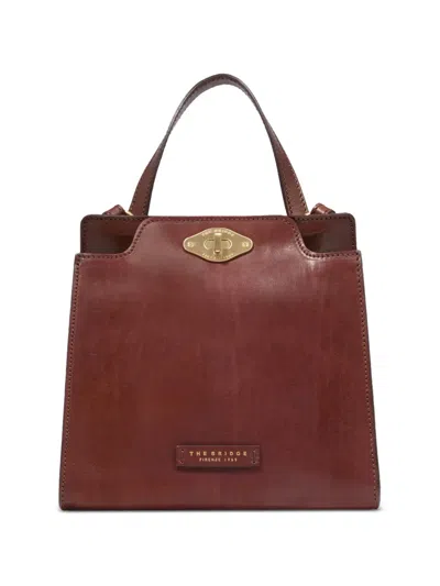 The Bridge Leather Twist-lock Tote Bag In Brown