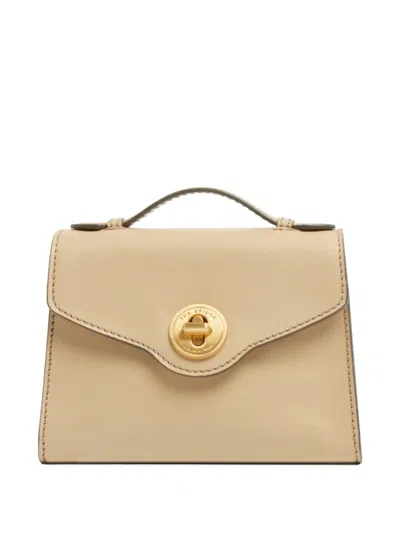 The Bridge Leather Twist-lock Tote Bag In Neutral