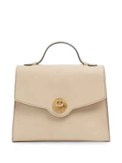 The Bridge Leather Twist-lock Tote Bag In Neutral