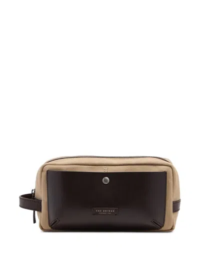 The Bridge Leather-panelled Canvas Wash Bag In Black