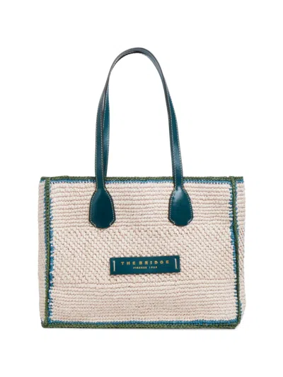 The Bridge Leather-trimmed Straw Tote Bag In Neutral