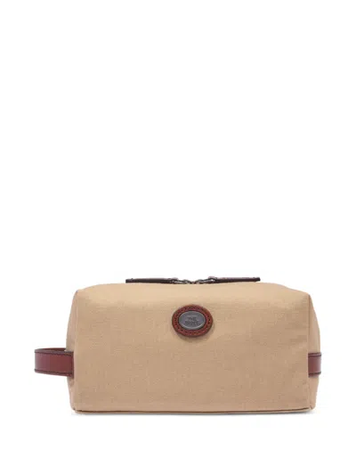 The Bridge Leather-trimmed Wash Case In Brown