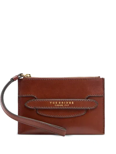 The Bridge Logo Wristlet Clutch Bag In Brown