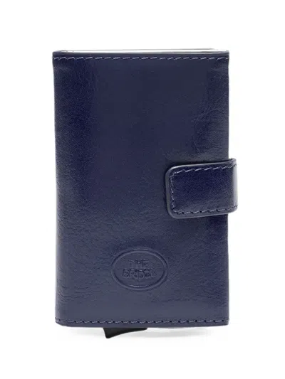 The Bridge Logo-embossed Leather Cardholder In Blue
