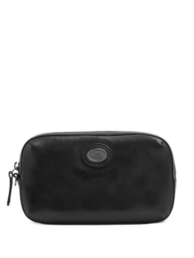 The Bridge Logo-patch Leather Clutch Bag In Black