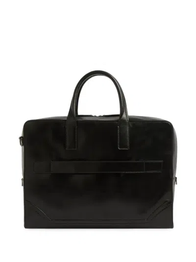 The Bridge Logo-plaque Leather Briefcase In Black