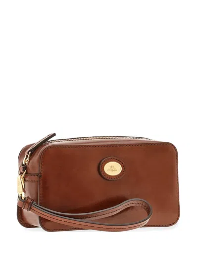 The Bridge Logo-plaque Leather Clutch Bag In Black