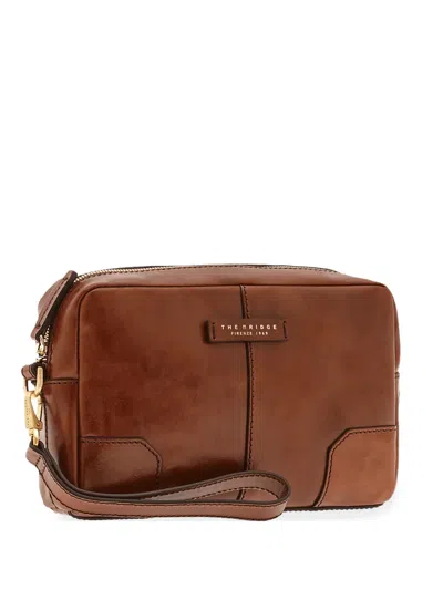 The Bridge Logo-plaque Leather Clutch Bag In Brown