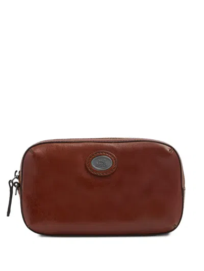 The Bridge Logo-plaque Leather Clutch Bag In Purple