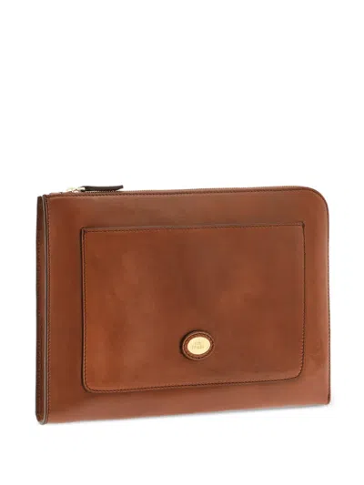 The Bridge Logo-plaque Leather Document Holder In Brown