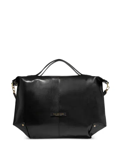 The Bridge Logo-plaque Leather Tote Bag In Black