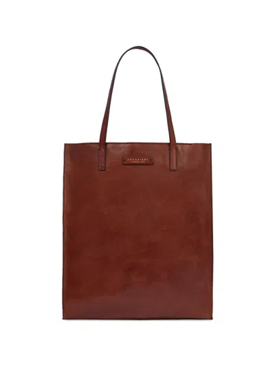 The Bridge Logo-plaque Leather Tote Bag In Brown