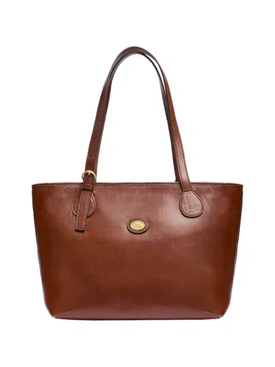 The Bridge Logo-plaque Leather Tote Bag In Brown
