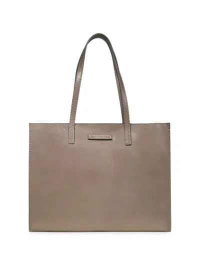 The Bridge Logo-plaque Leather Tote Bag In Neutral