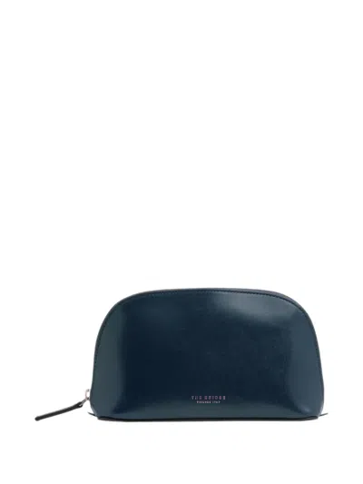 The Bridge Logo-print Leather Make-up Bag In Blue
