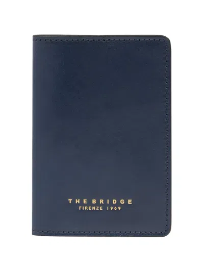 The Bridge Logo-print Leather Passport Holder In Blue