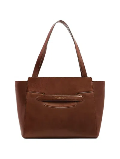 The Bridge Logo-print Leather Tote Bag In Brown