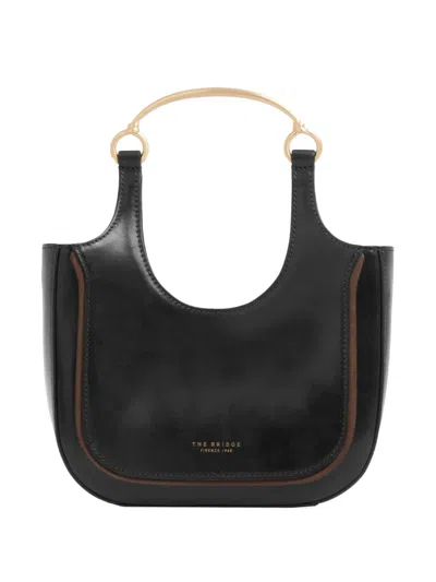The Bridge Luce Metal-handle Leather Tote Bag In Black