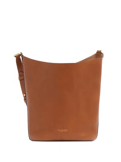 The Bridge Bucket Structured Leather Drawstring Satchel In Brown