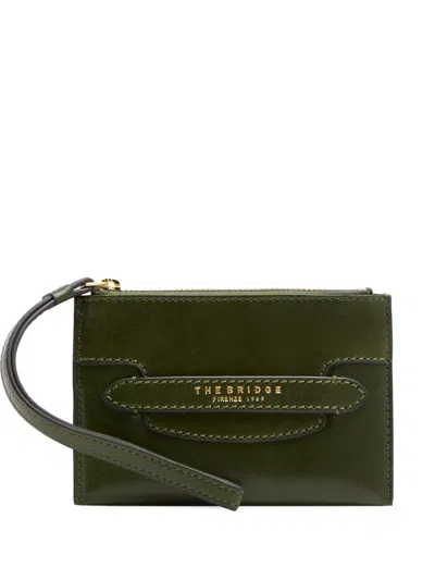 The Bridge Lucrezia Logo-plaque Leather Pouch Bag In Green