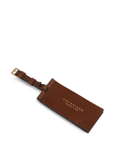 The Bridge Lyfe-style Logo-print Leather Luggage Tag In Brown