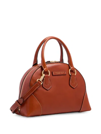 The Bridge Magda Curved Leather Shoulder Bag In Blue