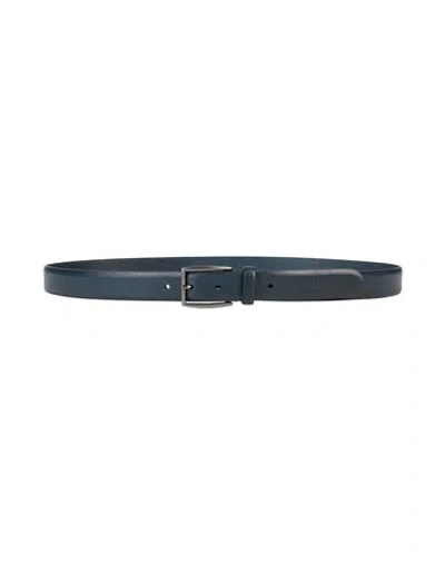 The Bridge Man Belt Navy Size 39.5 Leather In Blue