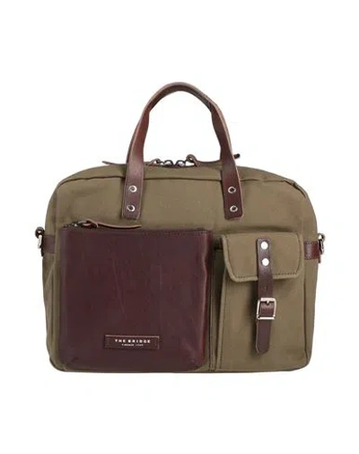 The Bridge Man Handbag Military Green Size - Textile Fibers, Leather