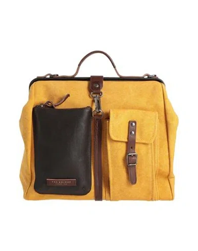 The Bridge Man Handbag Ocher Size - Textile Fibers, Leather In Yellow