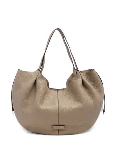 The Bridge Marisa Pebbled Leather Tote Bag In Gray